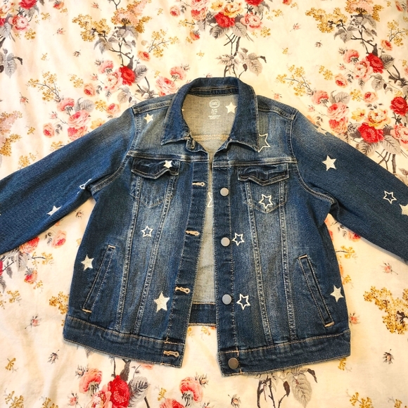 Wonder Nation brand 14/16 plus size jean jacket with stars NWOT - Picture 1 of 5